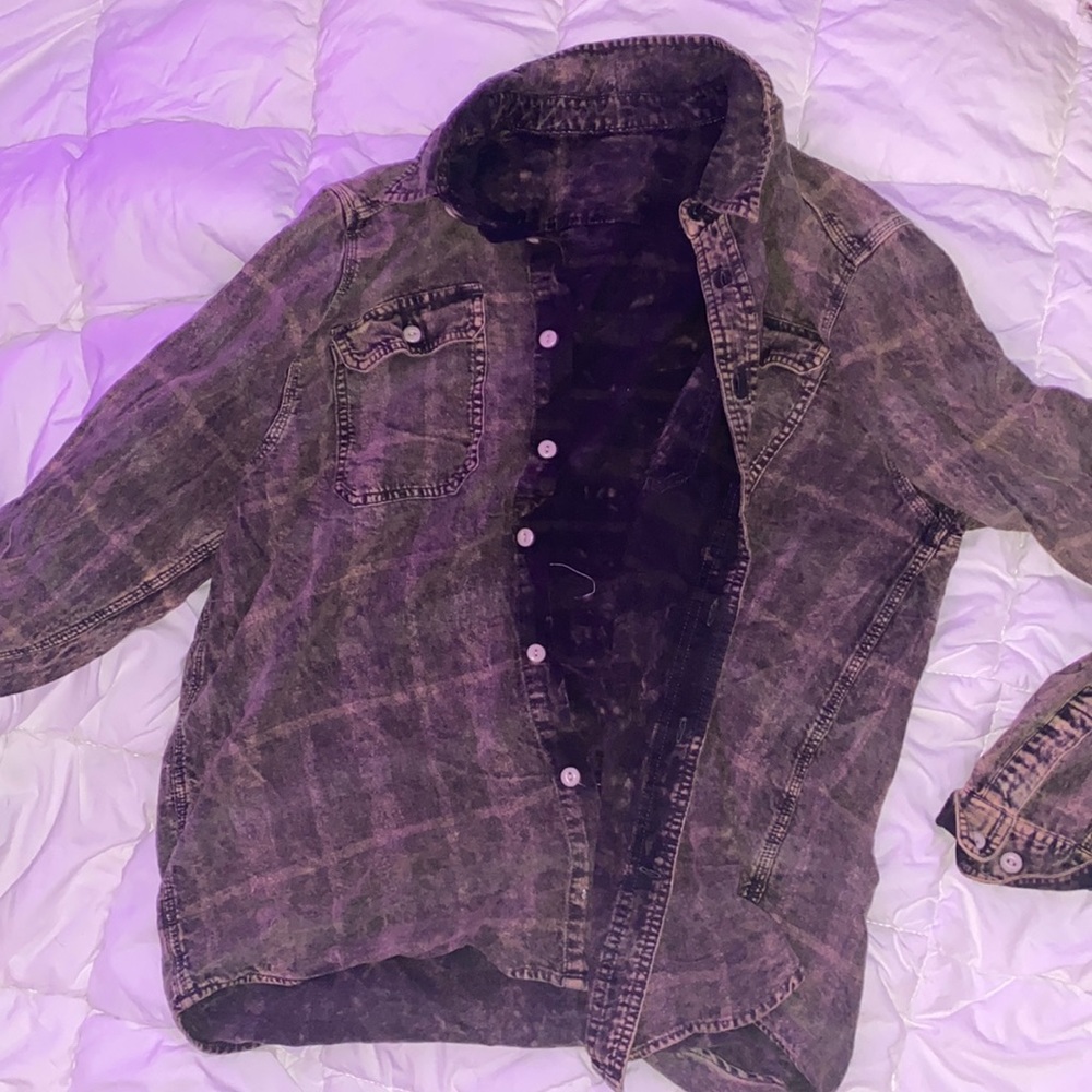 Acid washed oversized button up